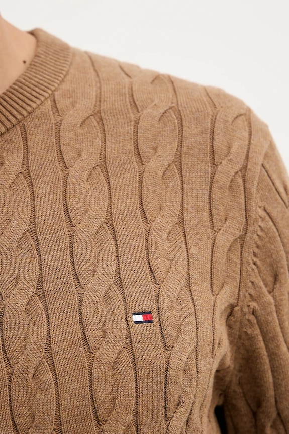 Tommy Hilfiger Pulover bărbați de bumbac MW0MW33132 maro