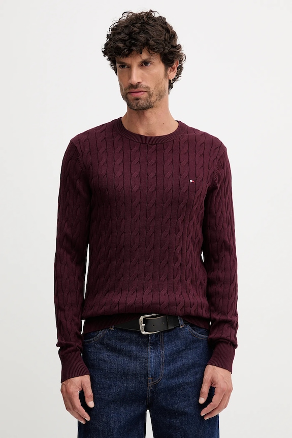 Tommy Hilfiger sveter pánsky bavlnený bavlna burgundské MW0MW33132