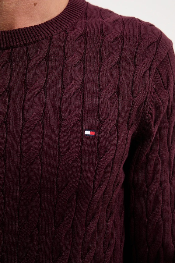 Tommy Hilfiger sveter pánsky bavlnený MW0MW33132 burgundské