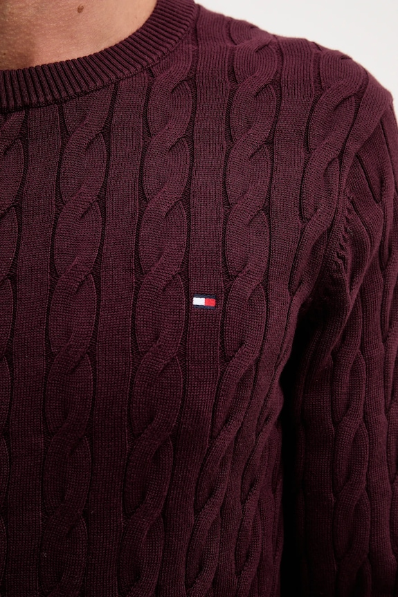 Tommy Hilfiger sveter pánsky bavlnený MW0MW33132 burgundské