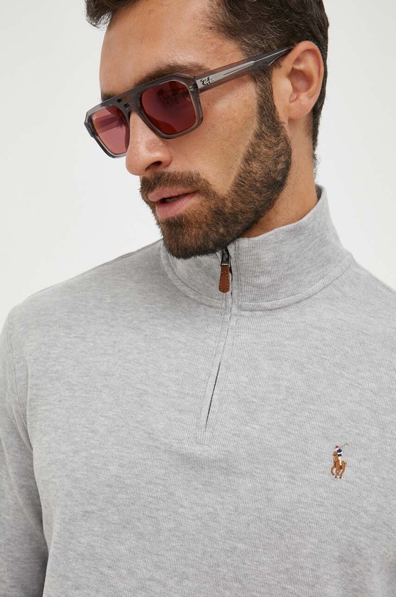 Бавовняна кофта Polo Ralph Lauren сірий 710671929