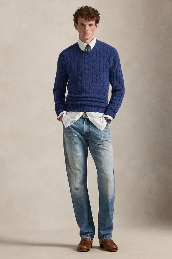Oblečení Kašmírový svetr Polo Ralph Lauren 710876728 námořnická modř