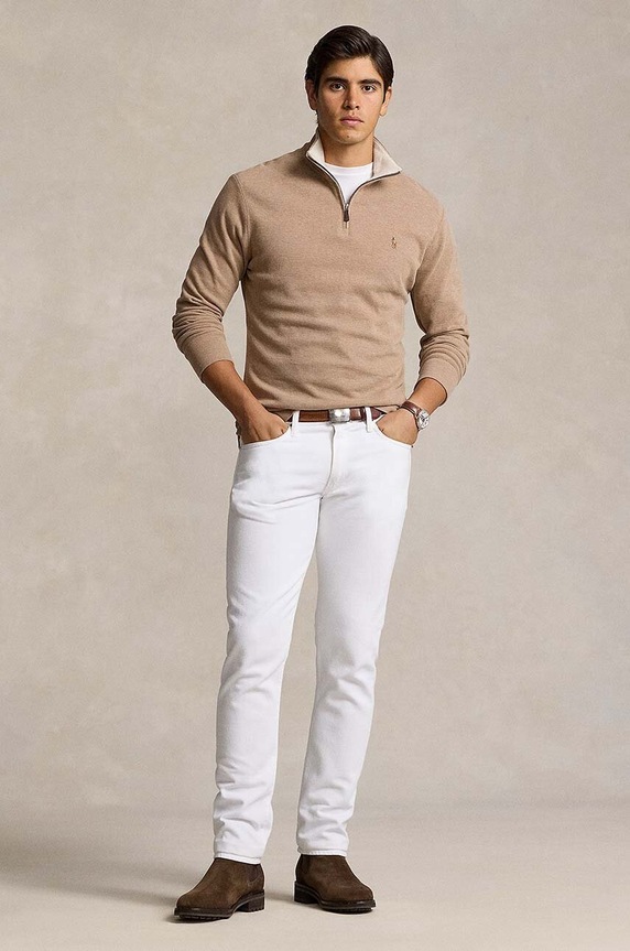 Bavlněný svetr Polo Ralph Lauren hnědá 710877001