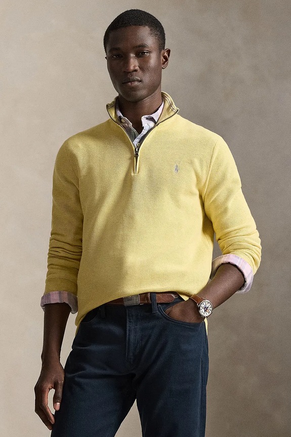 Polo Ralph Lauren maglione in cotone Ls Hz Long Sleeve a lupetto giallo 710932304
