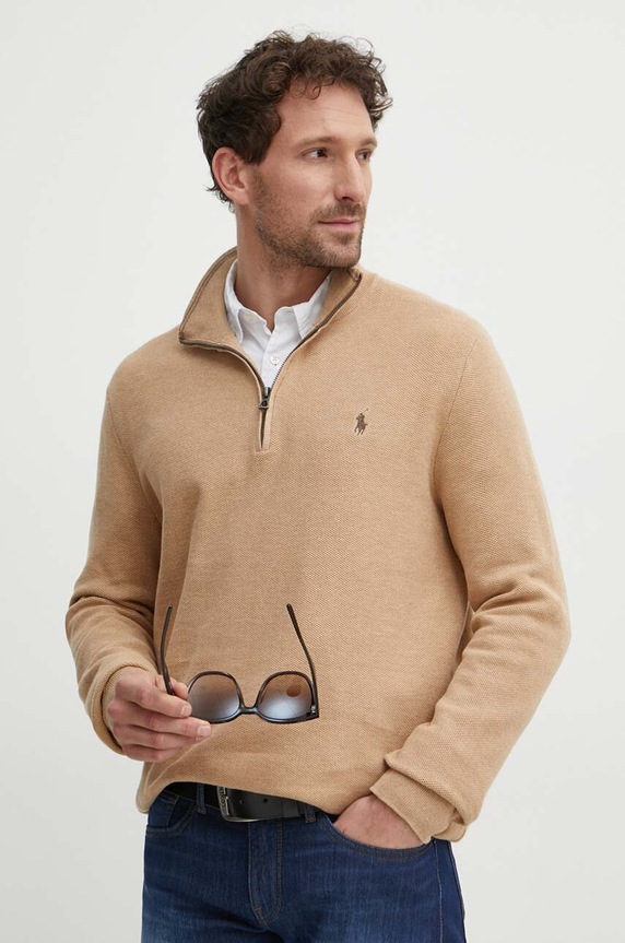 Polo Ralph Lauren sweter bawełniany Ls Hz Long Sleeve bawełna beżowy 710932304