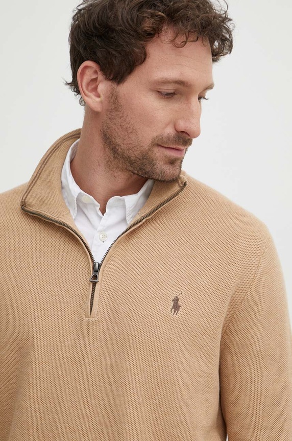 Polo Ralph Lauren sweter bawełniany Ls Hz Long Sleeve beżowy 710932304
