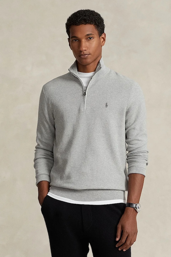 Pamučni pulover Polo Ralph Lauren pamuk siva 710932304