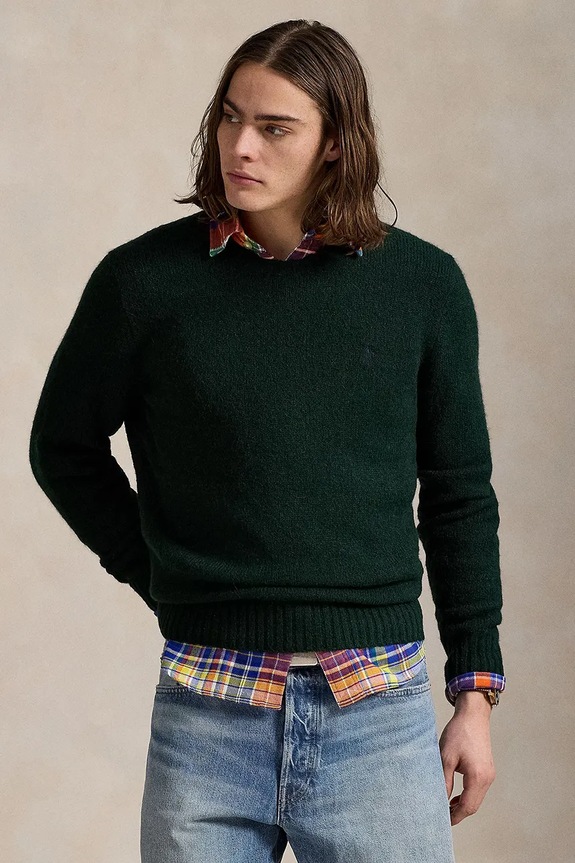 Polo Ralph Lauren sweter wełniany wełna zielony 710918805