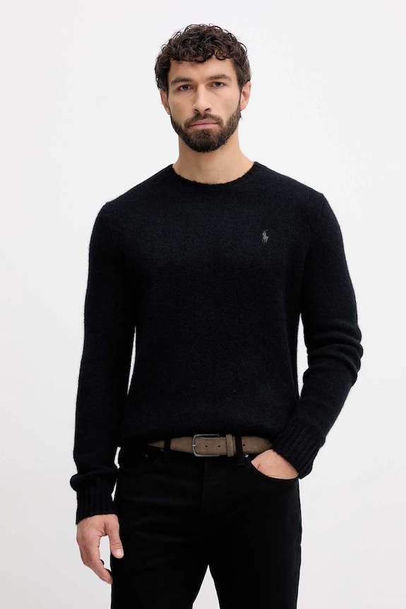 Polo Ralph Lauren sweter wełniany wełna czarny 710918805