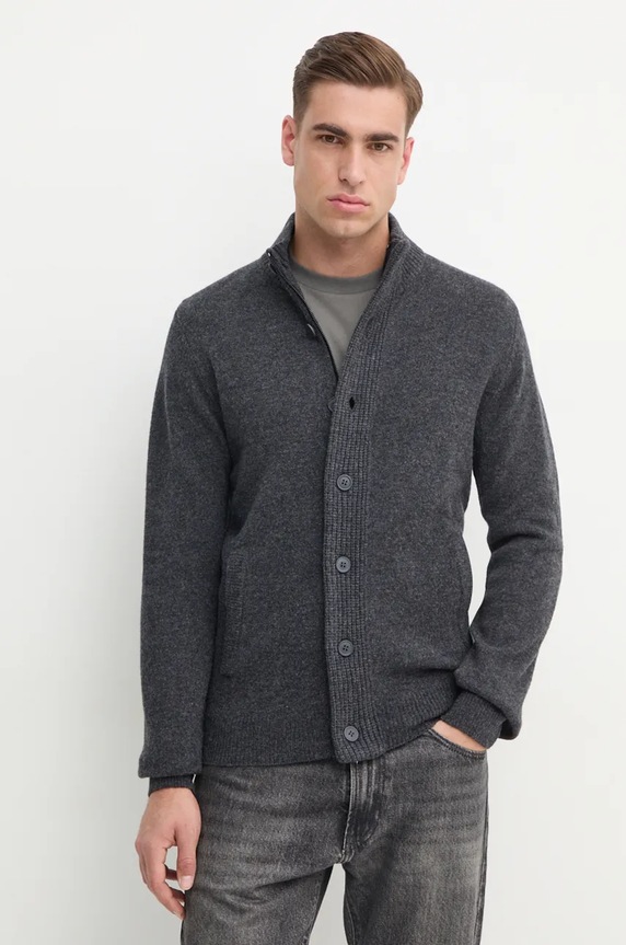 Barbour kardigan wełniany szary MKN0731