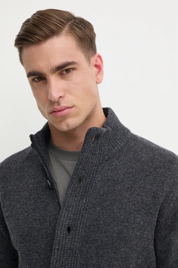Barbour kardigan wełniany szary MKN0731