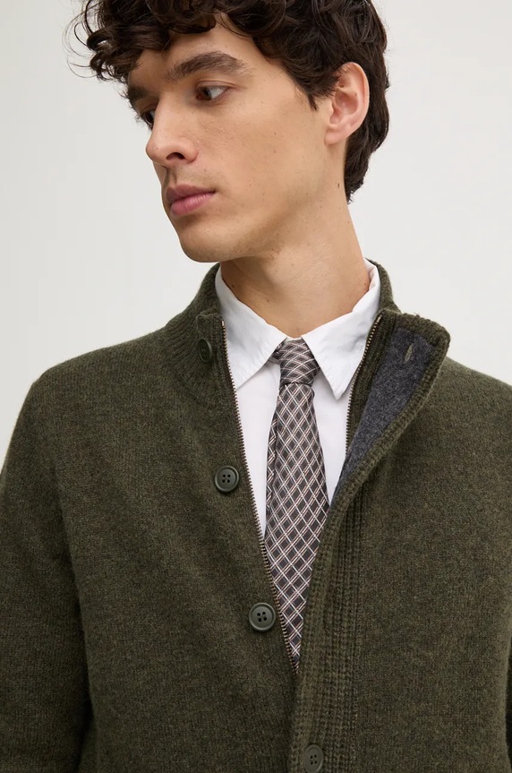 Barbour cardigan in lana verde MKN0731