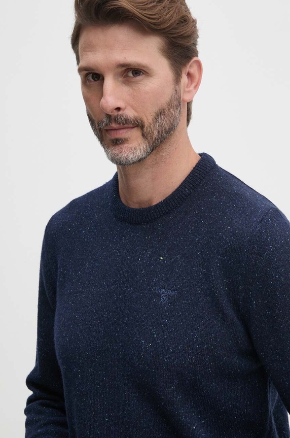 Barbour sweter wełniany granatowy MKN0844