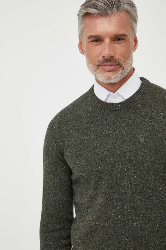 Barbour sweter wełniany zielony MKN0844