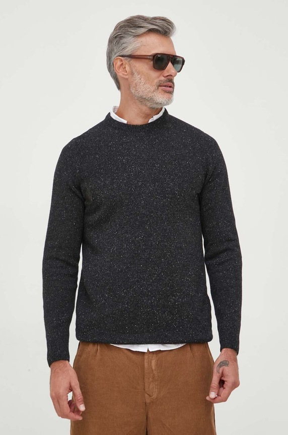 Barbour sweter wełniany wełna czarny MKN0844