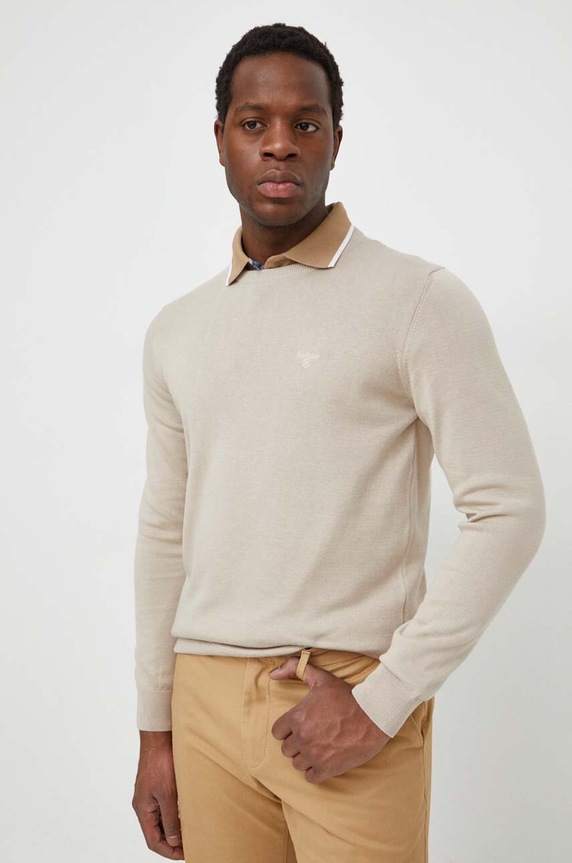 Pamučni pulover Barbour Essentials bež MKN0932