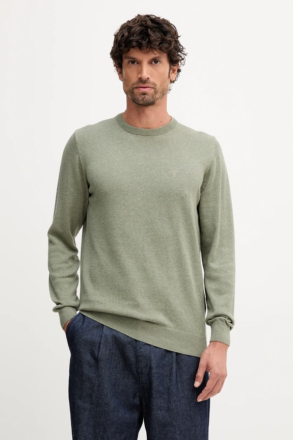 Barbour pulover de bumbac Essentials verde MKN0932