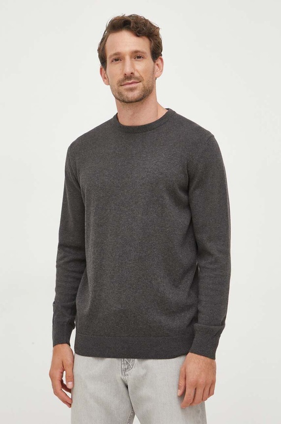Barbour sweter bawełniany Essentials bawełna szary MKN0932