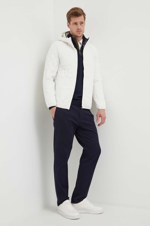 Памучен пуловер Barbour MKN1074 тъмносин SS26