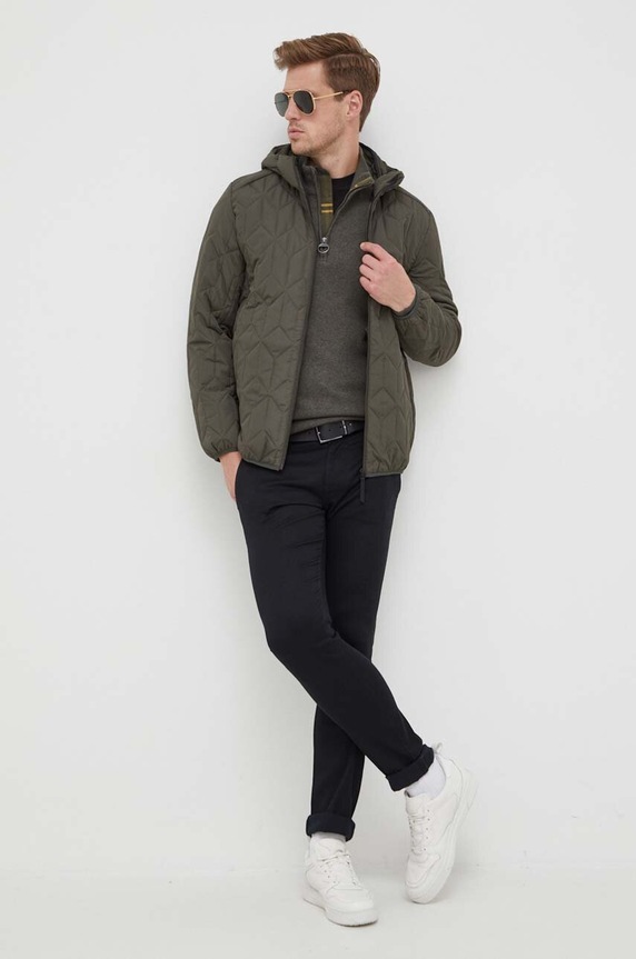 Barbour sweter bawełniany MKN1074 zielony SS26