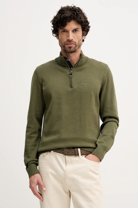 Βαμβακερό πουλόβερ Barbour πράσινο MKN1074
