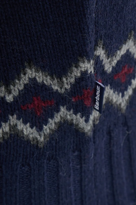 Barbour sweter wełniany MKN1492 granatowy