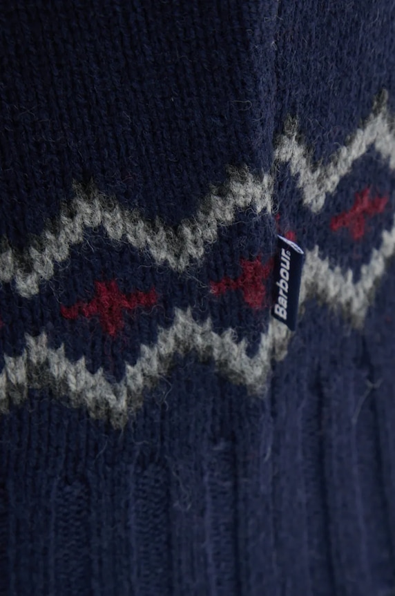Barbour sweter wełniany MKN1492 granatowy