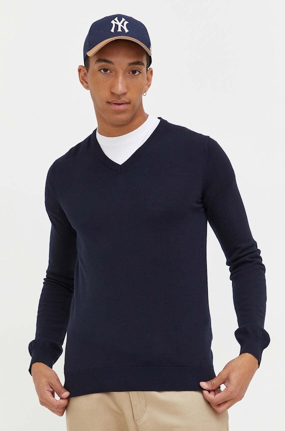 HUGO sweter wełniany San Vredo-M granatowy 50474172