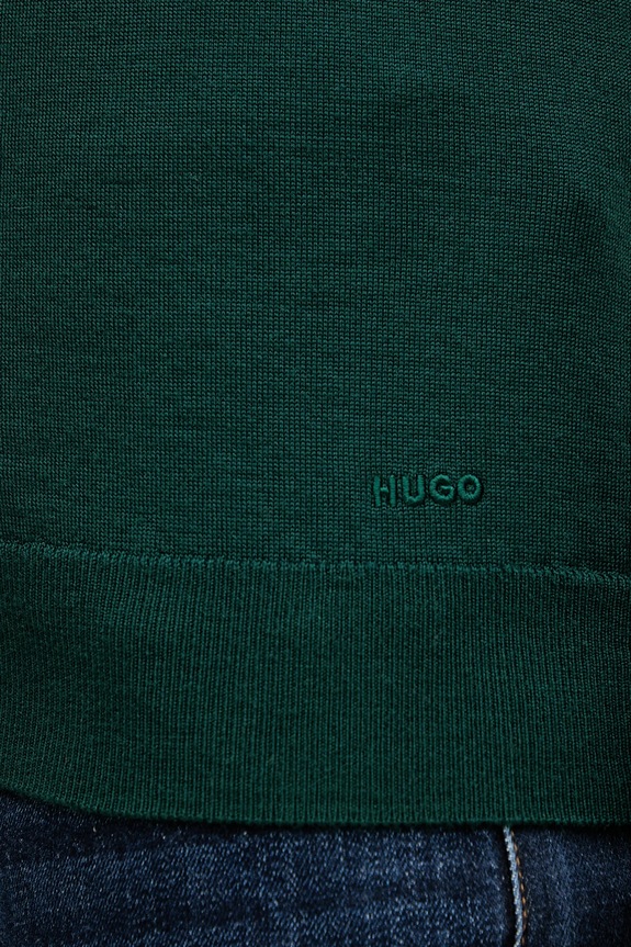 HUGO gyapjú pulóver 50474172 zöld