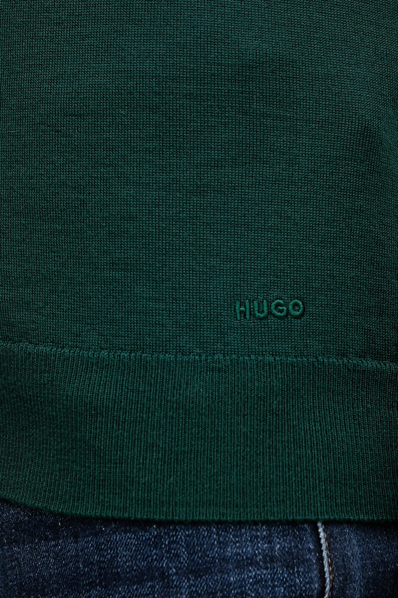 HUGO gyapjú pulóver 50474172 zöld