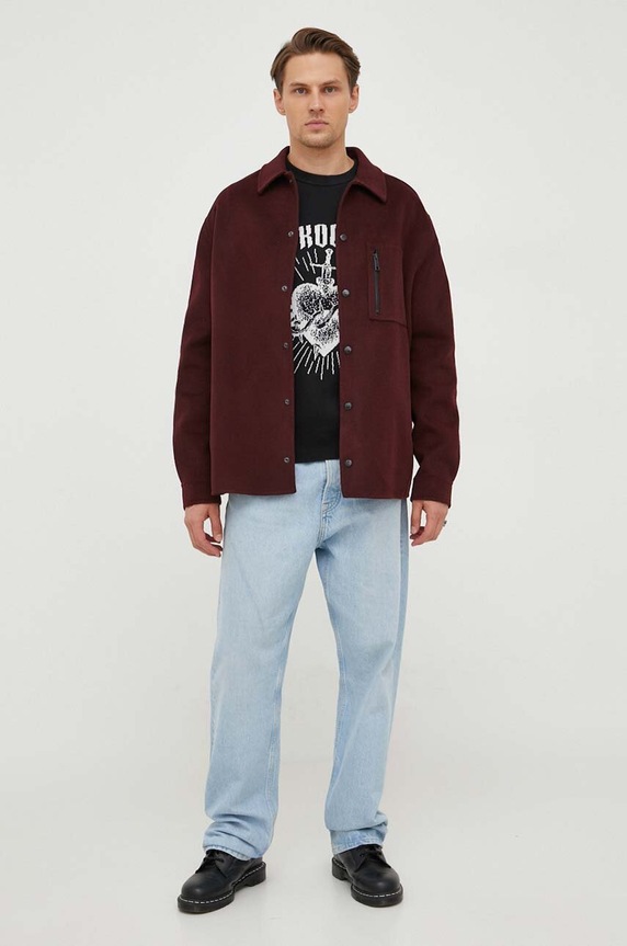 Pulover s dodatkom vune The Kooples HPUL27024K crna AW23