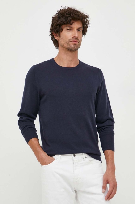 Vlnený sveter Calvin Klein vlna tmavomodrá K10K109474