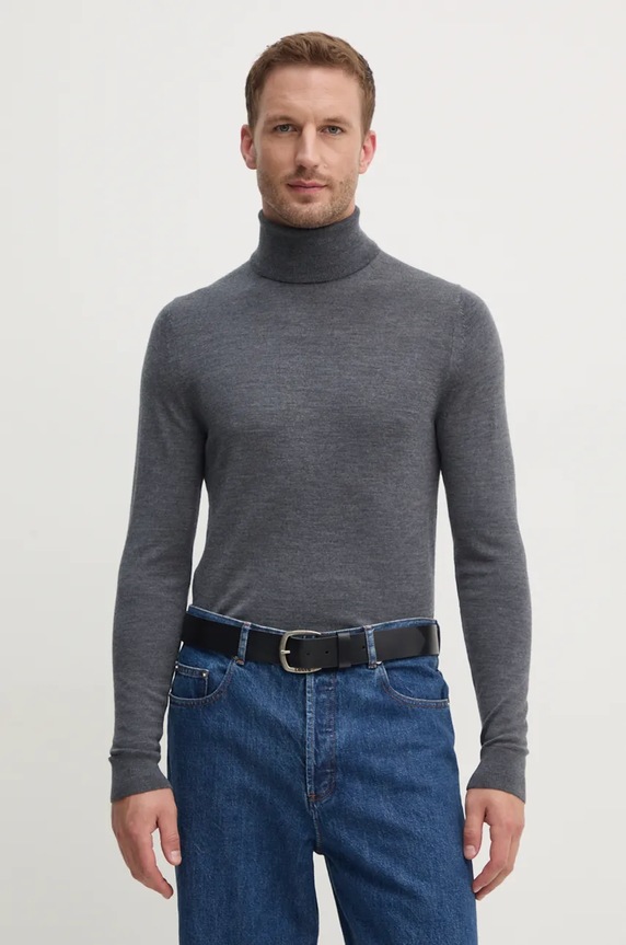 Vlnený sveter Calvin Klein vlna sivá K10K110420