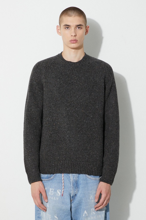 A.P.C. sweter wełniany okrągły szary WVBCH.H23234