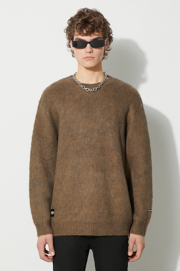 Manastash sweter z domieszką wełny Aberdeen Sweater okrągły brązowy 7923240001