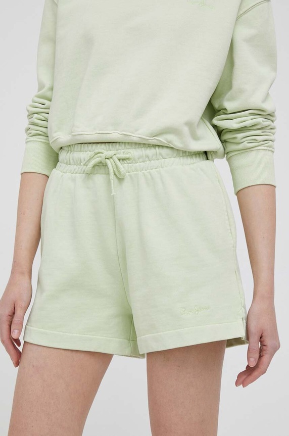 Pepe Jeans pamut rövidnadrág ADRIANA dzsörzé zöld PL801056.610