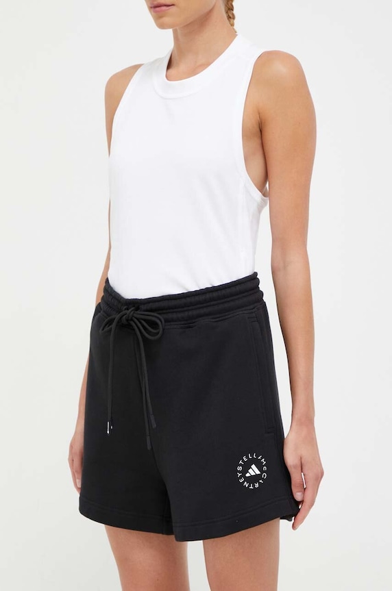 Bombažne kratke hlače adidas by Stella McCartney Terry Drugo črna IK9093