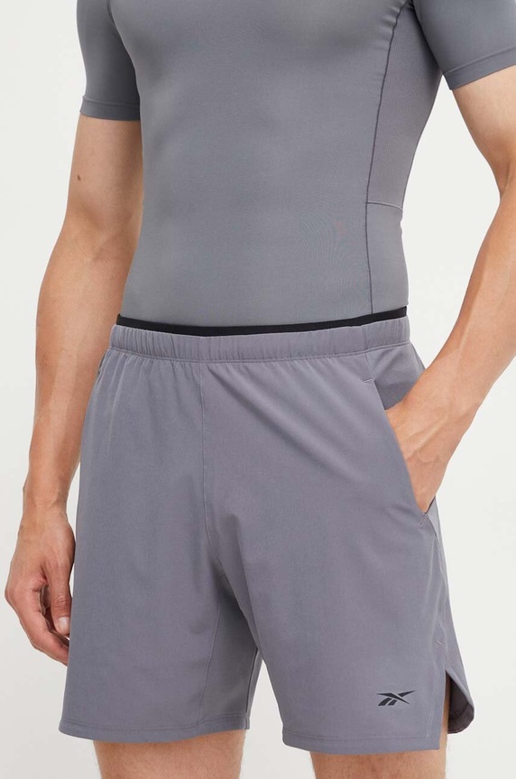 Σορτς προπόνησης Reebok Strength 3.0 ύφασμα γκρί 100070844