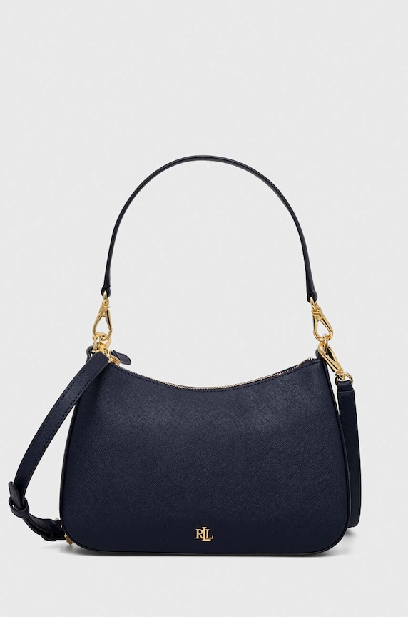 Lauren Ralph Lauren geantă de piele uni bleumarin 431883768