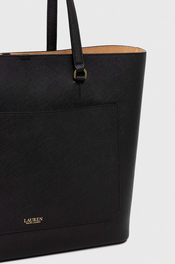 Kožená kabelka Lauren Ralph Lauren čierna 431911655