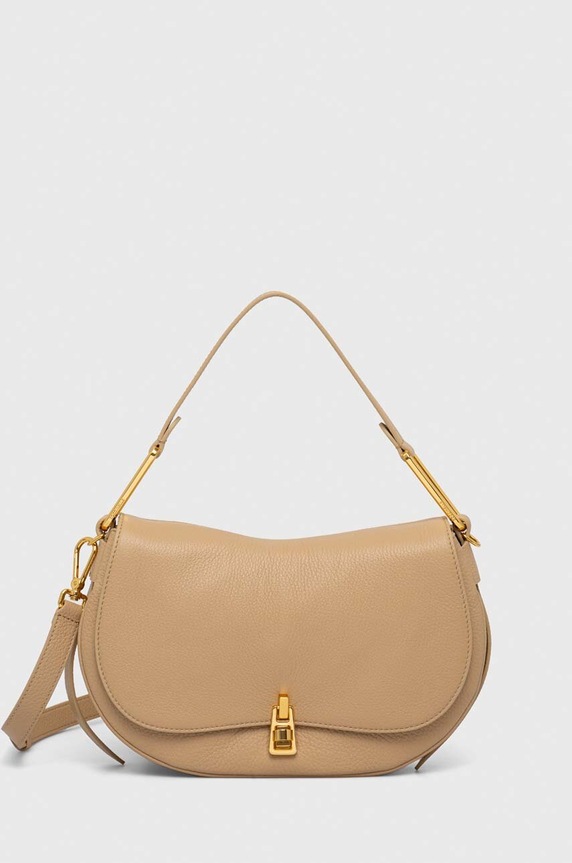Coccinelle geantă crossbody de damă din piele uni bej E1.PQR.18.03.01