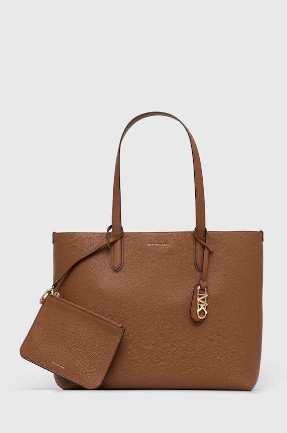 Oboustranná kožená kabelka MICHAEL Michael Kors přírodní kůže hnědá 30F3GZAT4T