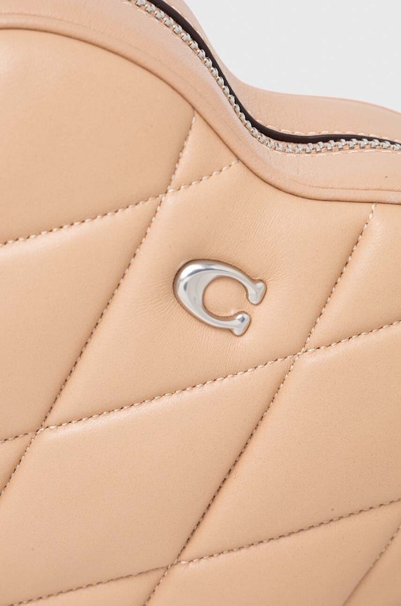 Kožená kabelka Coach Heart Crossbody CE725 béžová