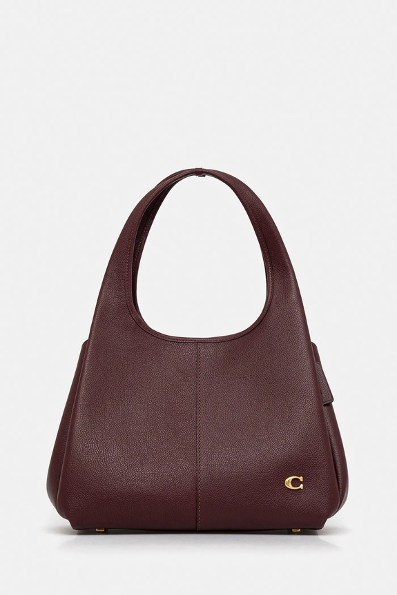 Kožna torba Coach Lana Shoulder Bag bez uzorka bordo CM544