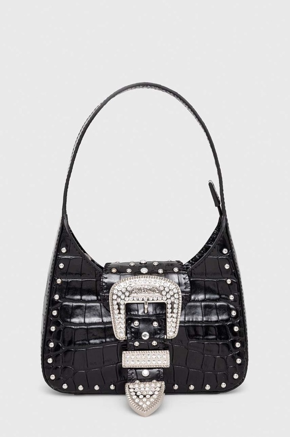 Moschino Jeans torebka skórzana nie mieści A4 czarny 3114.8796