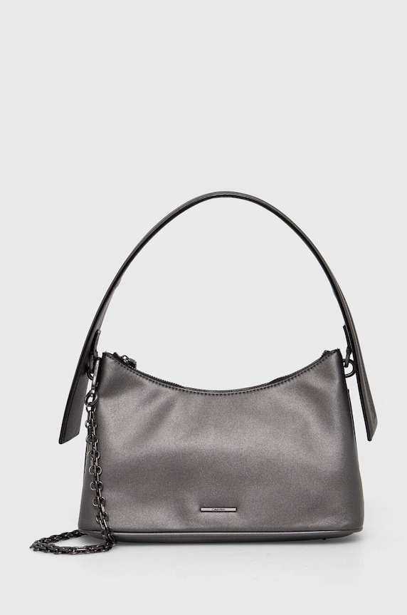 Torba Calvin Klein imitacija zrnate kože siva K60K611313