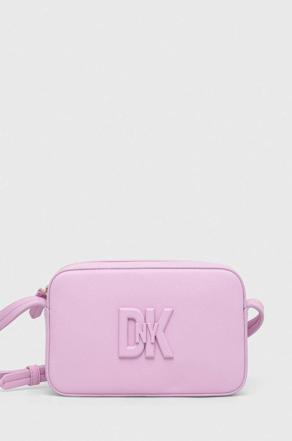 Δερμάτινη τσάντα DKNY λείο δέρμα ροζ R33EKY31