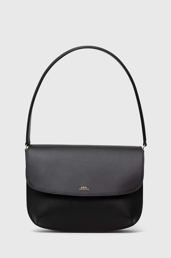 A.P.C. poșetă de piele uni negru PXAWV.F61526