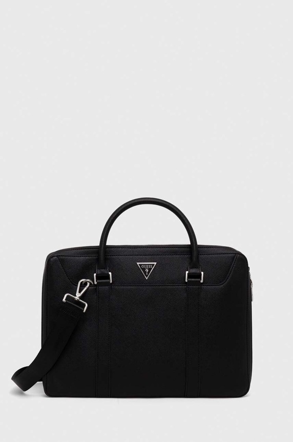 Τσάντα φορητού υπολογιστή Guess 37 x 28 x 4,5 cm απομίμηση λείου δέρματος μαύρο HMECSA.P3138