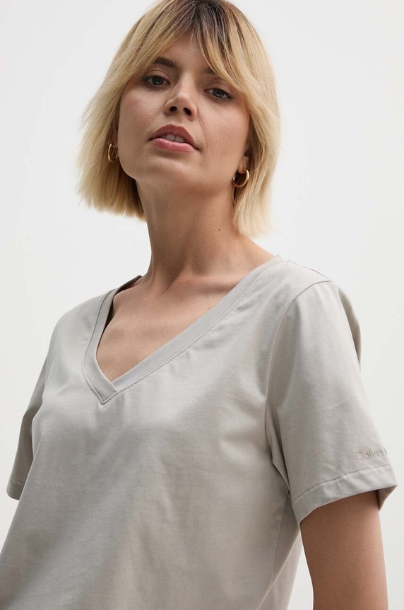 Calvin Klein t-shirt bawełniany beżowy K20K205338